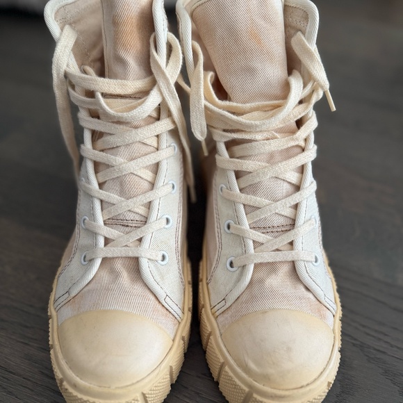 NWOT Zara Chunky High-Top Sneakers in Off-White Canvas Womens 39/8.5 - Picture 4 of 7